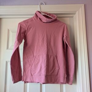 Dusty Pink Turtleneck Pullover with Kangaroo Pocket